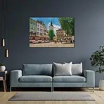 Плакат "Львів, Площа Ринок, трамвай і фонтан, Lviv", 40×60см, фото 3