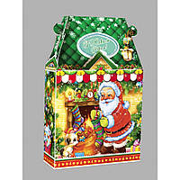 Картонная упаковка новогодняя Домик Деда Мороза в розницу на вес до 700г