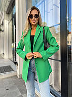 Женский зеленый пиджак с подкладкой на пуговицах