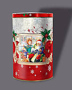 Новогодняя упаковка тубус из жести Дед Мороз, на вес до 1200г, от 1 штуки