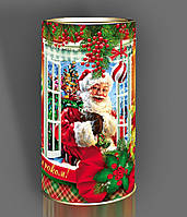 Новогодняя упаковка тубус из витого картона Санта, до 700г, от 1 штуки