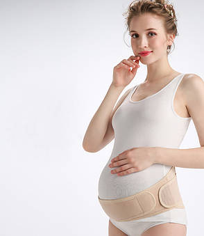 Бандаж для вагітних бежевий. Бандаж через спину для підтримки вагітних. Допологовий пояс-бандаж, фото 2