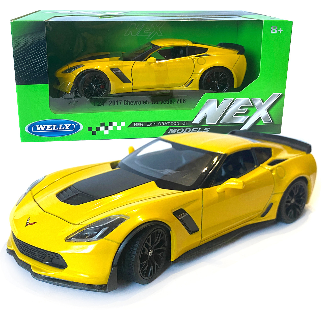 Іграшкова машинка металева WELLY 1:24 CHEVROLET COREVETTE Z06, жовтий, 19*8*5,5 см(24085W), фото 1