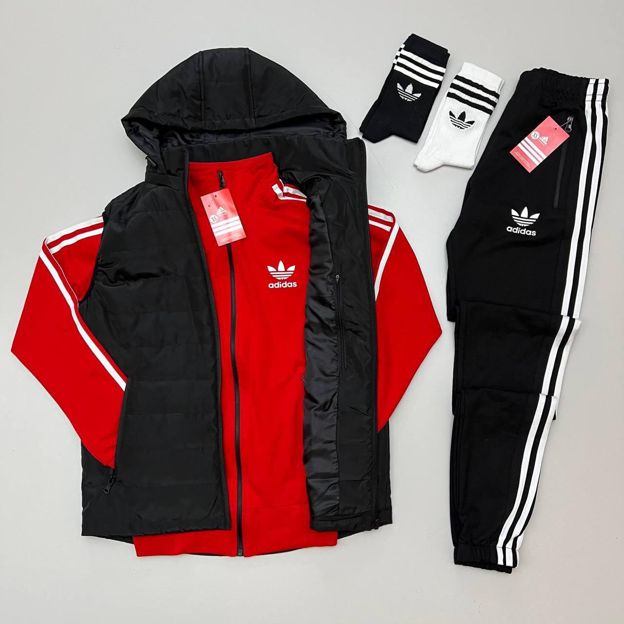 Купити Спортивний Костюм Adidas Комплект Чорний Адідас Унісекс Червоно ...
