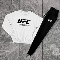 Мужской спортивный костюм UFC осенний весенний белый-черный | Комплект Кофта Штаны весна осень лето ЮФС