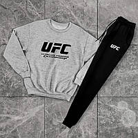 Мужской спортивный костюм UFC осенний весенний серый-черный | Комплект Кофта Штаны весна осень лето ЮФС