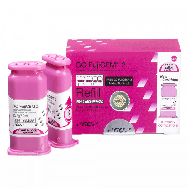 FujiCEM 2 SlideLock фіксувальний склоіономерний цемент 2 картриджі х 13.3 г, фото 1