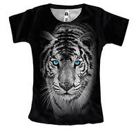 Женская 3D футболка с белым тигром