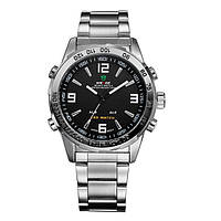 Мужские механические часы серебряные в черный Weide Standart Silver Shoper Чоловічий механічний годинник