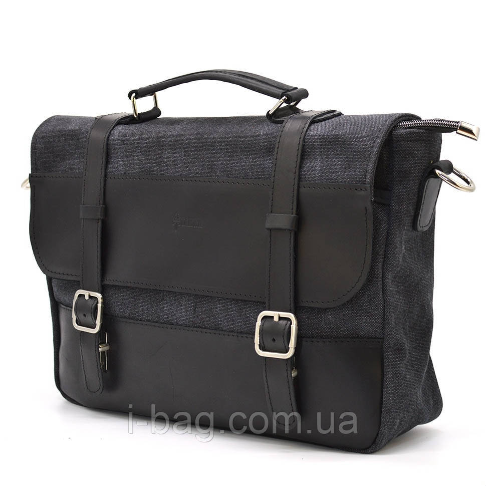 Чоловічий портфель із канвасу та шкіри наппа TARWA RAg-3920-3md