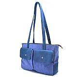 Жіноча сумка тоут із канвас і шкіри TARWA RSkyK-3930-3md з передніми кишенями, фото 4