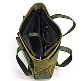 Жіноча сумка тоут із канвас і шкіри TARWA REH-3930-3md з передніми кишенями, фото 2