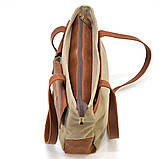 Жіноча сумка тоут із канвас і шкіри TARWA RBs-3930-3md з передніми кишенями, фото 6