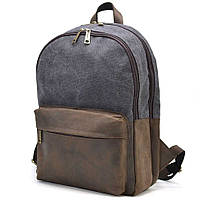 Чоловічий рюкзак шкіра та канвас сірий для ноутбука TARWA RGc-7273-3md