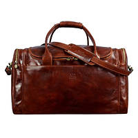 Велика італійська шкіряна дорожня сумка коричнева Time Resistance 5191701