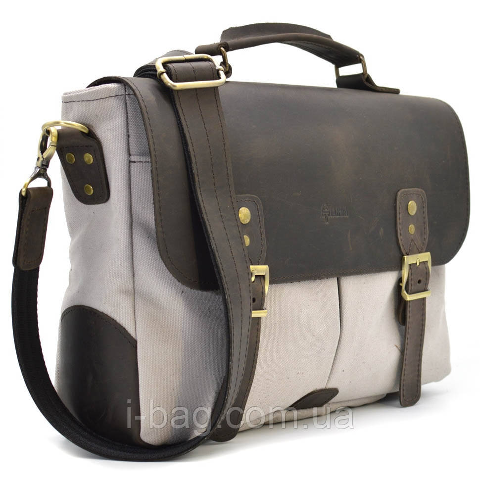 Чоловіча сумка-портфель з канвасу і шкіри RGj-3960-3md TARWA