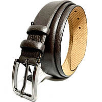 Ремінь зі шкіри оленя 35 мм коричневий, класична пряжка t19060