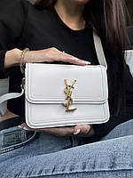 Женская кожаная сумочка ив сент лорен белая Yves Saint Laurent изысканная стильная сумка через плечо