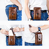 Підперезана сумка з ремішком на плече T0073 BULL, коричнева, фото 2