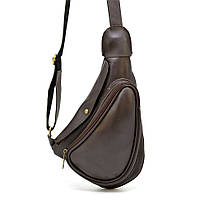Слинг рюкзак на одно плечо из телячьей кожи GC-3026-3md бренд Tarwa коричневый