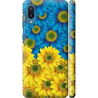 Чехол 3d пластиковый матовый патриотический на телефон Samsung Galaxy A02 A022G Жёлто-голубые цветы