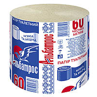 Папір туалетний Альбатрос макулатурний 1 сл 60 м, без гільзи, 1 рул/уп