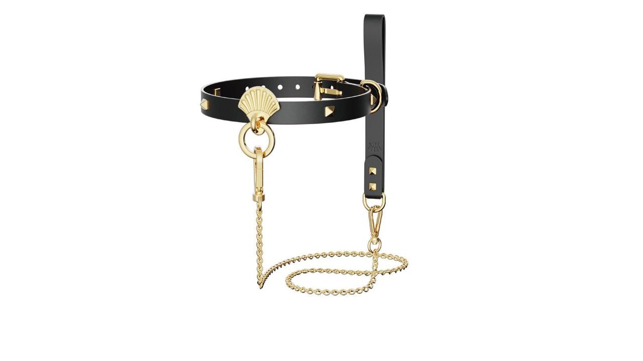 Розкішний нашийник із повідцем Zalo Collar&Leash Set Black, фото 1