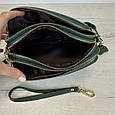 Міні шкіряна сумка ремінець через плече фактура крокодил С39-КТ-4218 Зелена, фото 6