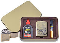 Зажигалка бензиновая в подарочной коробке (Баллончик бензина / Мундштук) Пистолет PPK XT-4716-2