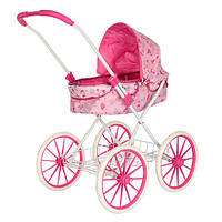 Раскладная игрушечная коляска для кукол с просторной люлькой и корзинкой 8826BN Светло-розовая