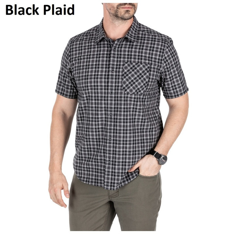 Сорочка на короткий рукав 5.11 CARSON PLAID SHORT SLEEVE SHIRT 71394 Medium, Black Plaid