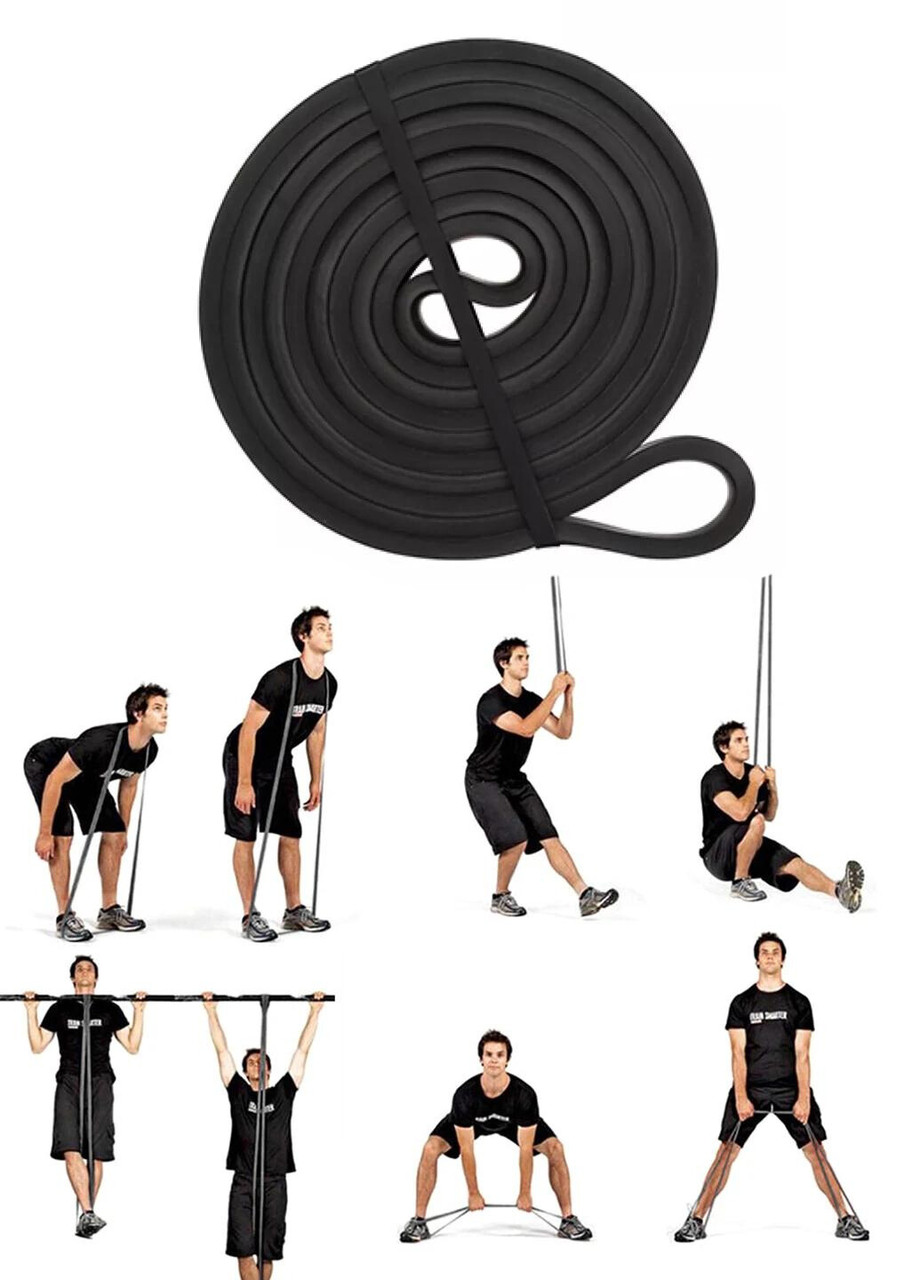 Гумка для підтягування чорна, турніка, фітнесу (еспандер гумовий спортивний) 2080x32 мм, фото 1