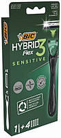 BIC бритва Flex 3 Hybrid Sensitive ручка та 4 касети