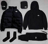 Зимний комплект c курткой The North Face (худи на змейке+штаны+куртка+кепка+куртка)