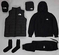 Зимний комплект с жилеткой The North Face (худи +штаны+жилетка+кепка+барсетка+носки)