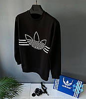 Мужской спортивный свитшот Adidas на флисе, Черный мужской свитшот, Отличный вариант на зиму