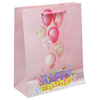 Пакет бумажный "Нарру Birthday", розовый [tsi200305-ТСІ]