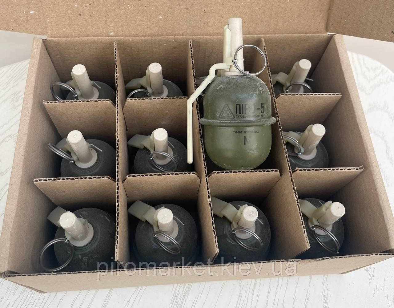 Граната навчальна з активною чековою страйкбольною PP-5 (ящик 12 шт.) наповнювач (мел)