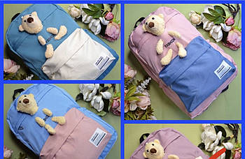 Рюкзак Ведмедик спортивний шкільний міський тканинний на блискавці 42*29 см у різних кольорах Luna