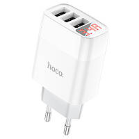 МЗП  HOCO C93A Easy charge 3-port digital display charger (EU) / white