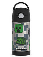 Термос детский с трубочкой 355мл Майнкрафт Крипер термокружка Thermos Funtainer minecraft