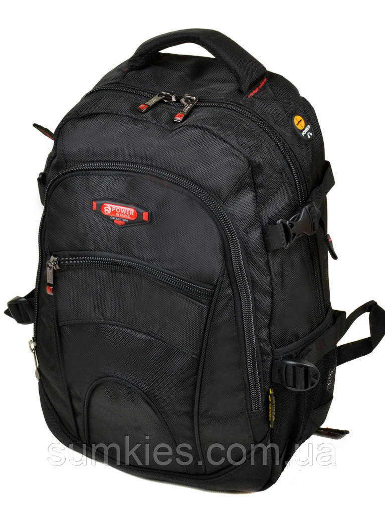Рюкзак чорний es9609 black спортивний шкільний туристичний сумка для ноутбука 27 л