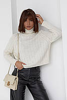 Женский вязаный свитер с рукавами-регланами - бежевый цвет, L (есть размеры)
