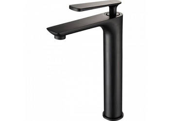 Високий змішувач для накладного умивальника Frap F1052-57 чорний матовий