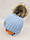 Дитячі польські зимові в'язані шапки на флісі з зав'язками і помпоном оптом для хлопців, р.36-38, Grans, фото 2