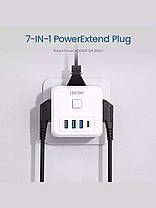 Lencent трійник 3 USB, Type-C, 3 розетки. Мережевий фільтр. Швидке заряджання. 7 в 1., фото 5