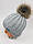 Дитячі польські зимові в'язані шапки на флісі з зав'язками і помпоном оптом для хлопців, р.38-40, Grans, фото 2
