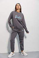 Женский трикотажный спортивный костюм свитшот и штаны Барби S-M, Серый
