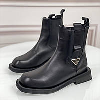 Демисезонные ботинки челси Lottini кожаные на платформе черные