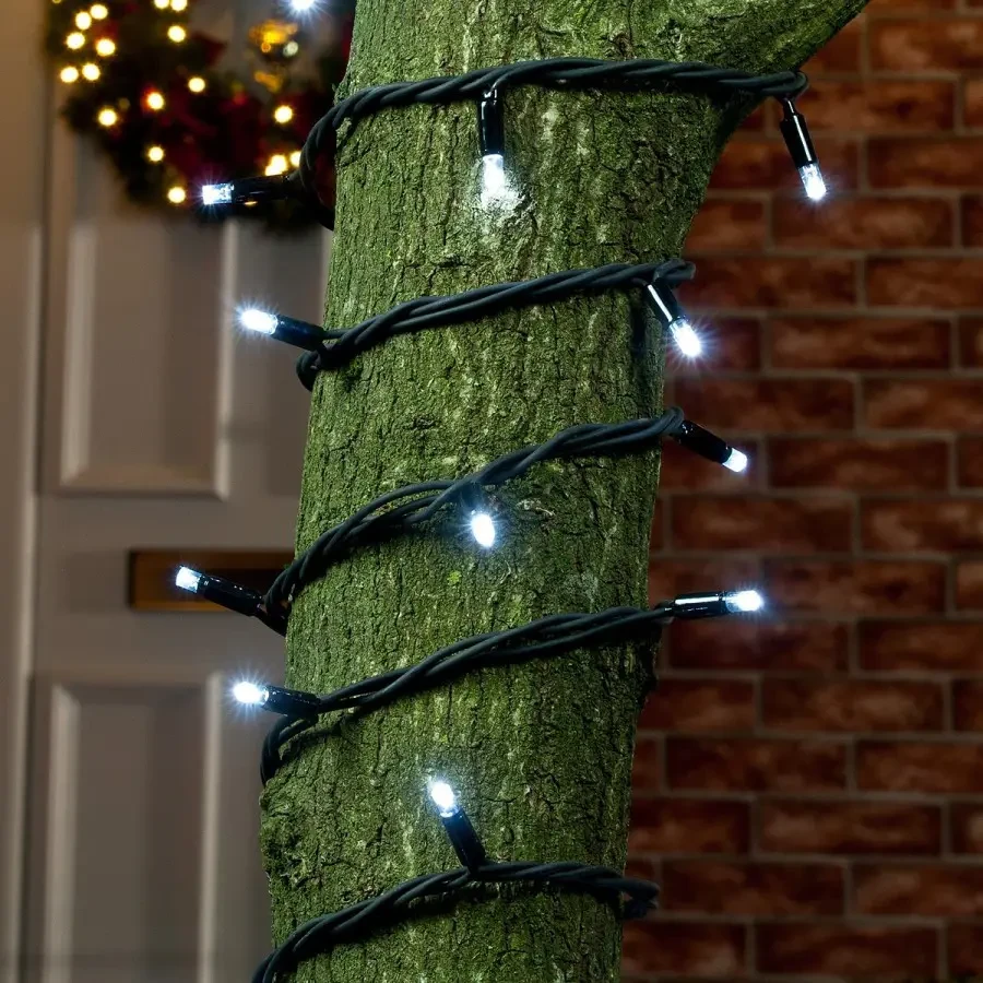 Гірлянда Вулична Нитка 10 метрів, 100 LED на чорному кабелі | "STRING LIGHT"